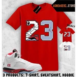 Tee Shirt Matching 5 Og Fire Red To Match Retro Number 23 T-Shirt